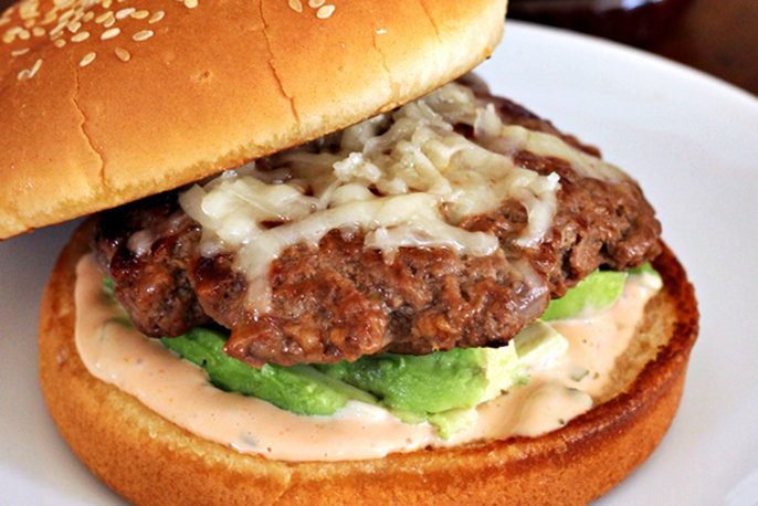 BBQ Monterey Jack & Avocado Burgers | Sweet Baby Ray’s