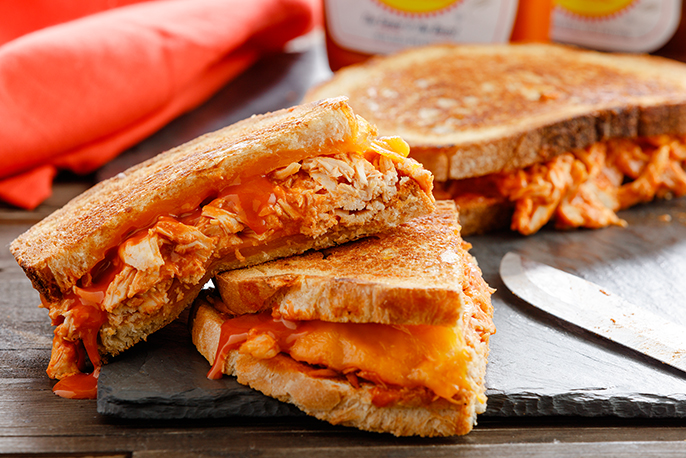 Buff-A-Cue Chicken Grilled Cheese Sandwich | Sweet Baby Ray’s