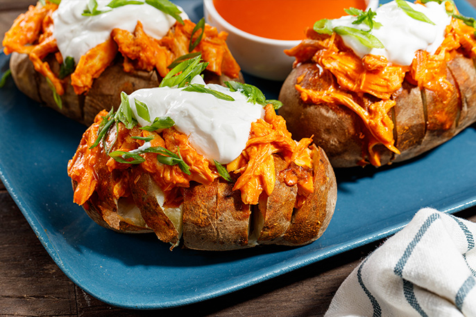 Buffalo Chicken Hasselback Potatoes | Sweet Baby Ray’s