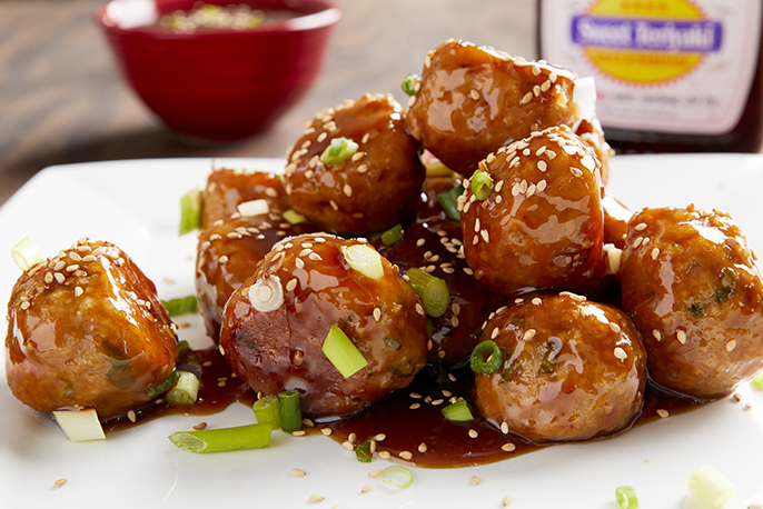 Chicken Teriyaki Meatballs | Sweet Baby Ray’s
