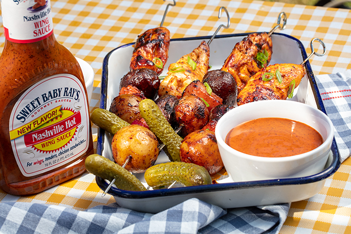 Nashville Hot Grilled Chicken Skewers | Sweet Baby Ray’s
