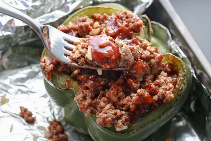 Stuffed BBQ Green Peppers | Sweet Baby Ray’s