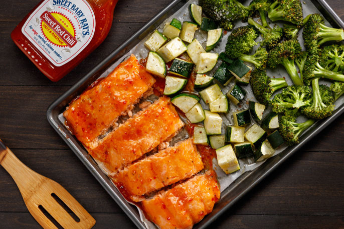 Sweet Chili Sheet Pan Salmon | Sweet Baby Ray’s