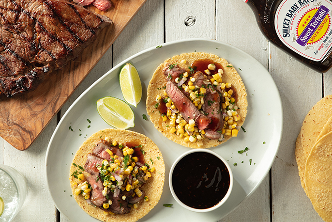 Sweet Teriyaki Steak Tacos with Corn Salsa | Sweet Baby Ray’s