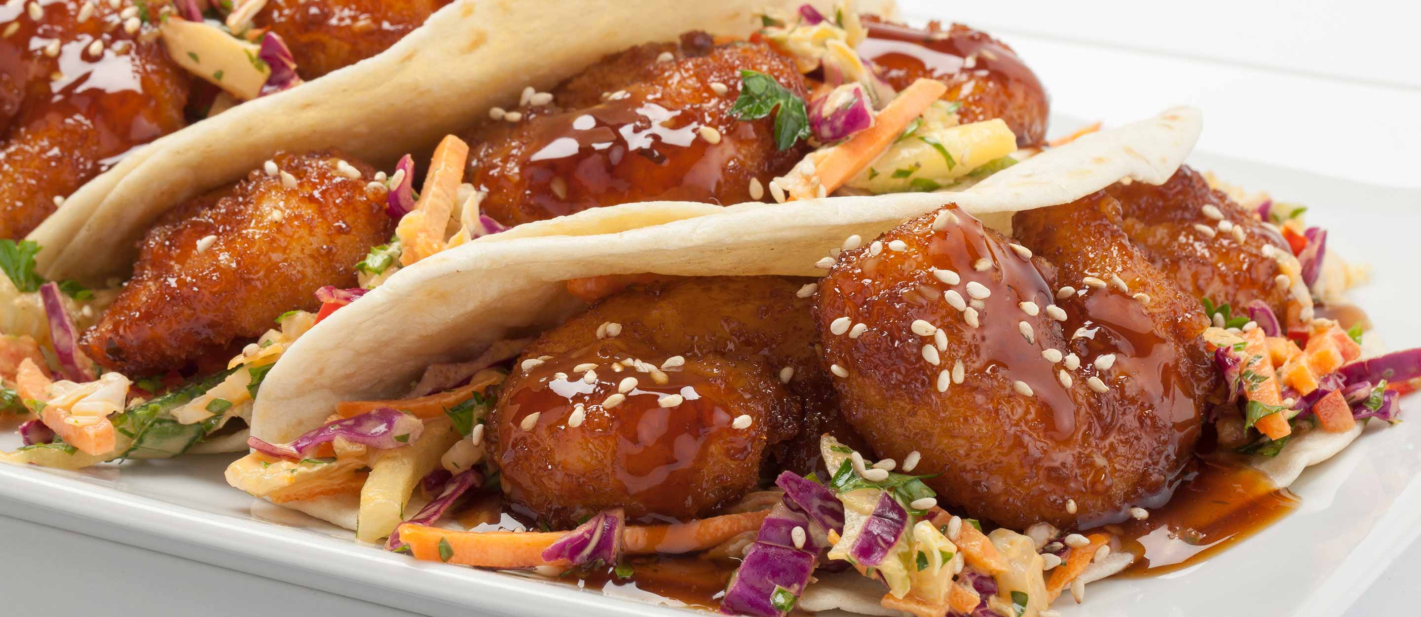 Teriyaki Tempura Shrimp Tacos