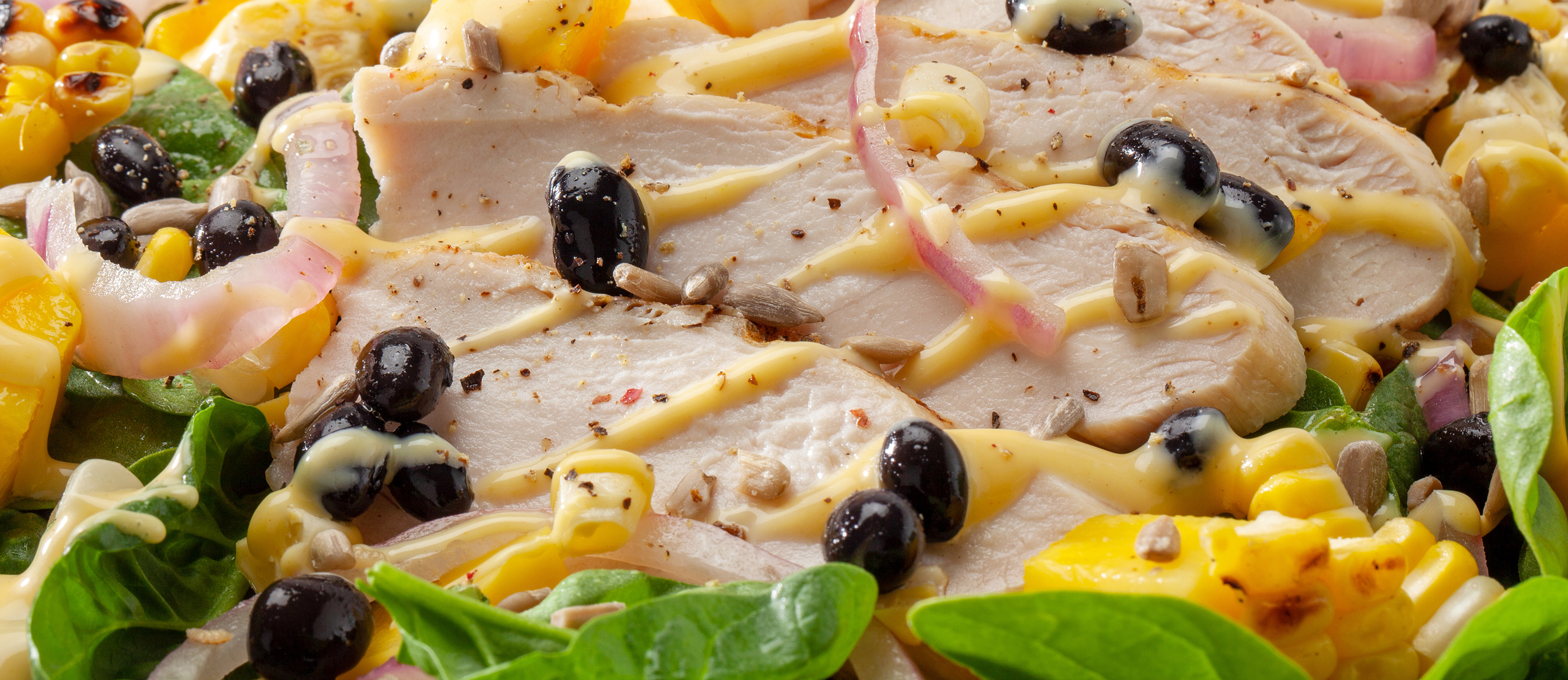 Grilled Chicken, Spinach and Mango Salad with Honey Mustard